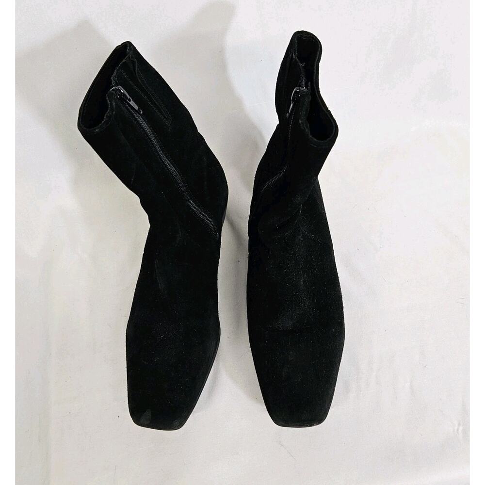 La Canadienne Black Suede Leather Low Wedge Side Zip Lined Boot Bootie Size 7 - Picture 3 of 12